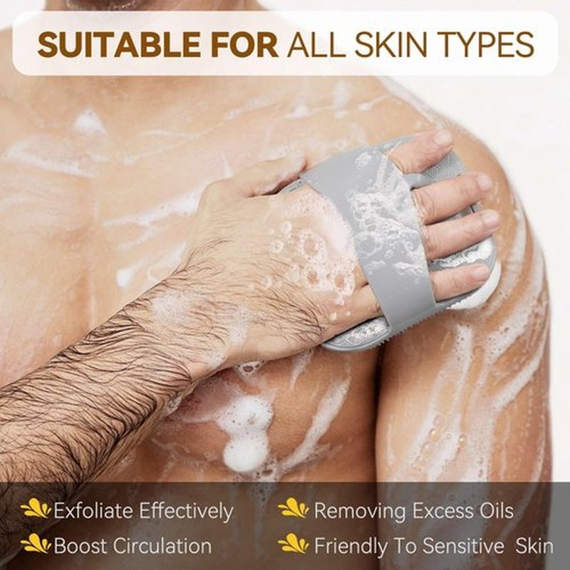 Silicone Body Scrubber for Men & Women, Friendly Shower Body Scrubber for Sensitive Skin, Silicone Loofah Body Scrubber for Showering with Richer Foam Bristles and Anti-Slippery Handle (3 Pack)