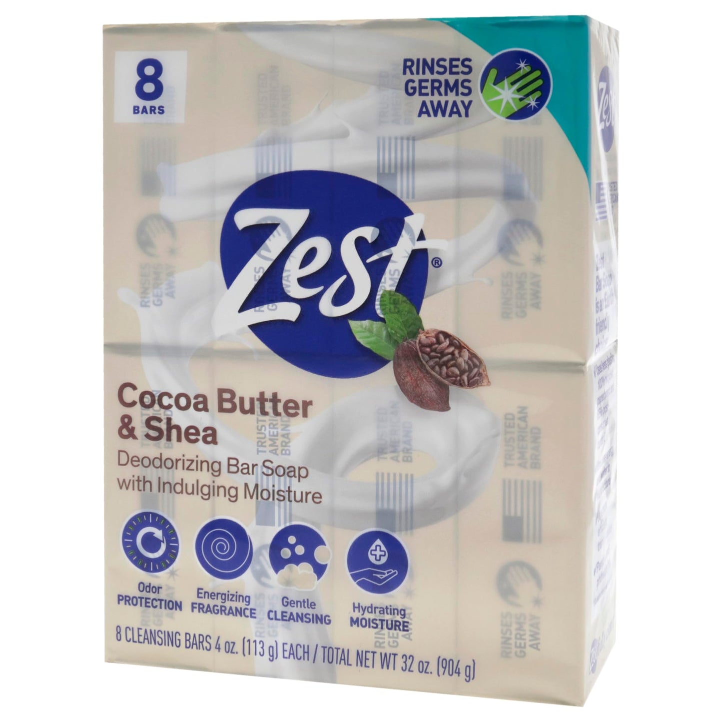 Zest Bar Soap -Enriched With Cocoa Butter And Shea for Ultra Moisturizing Cleansing - Leaves Your Body Feeling Silky Smooth And Deeply Moisturized (Pack of 48)