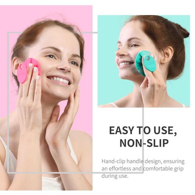 BEAUTAIL Silicone Face Scrubber 2 Pack, Manual Facial Cleansing Brush, Gentle Face Exfoliator for Sensitive Skin, Skin Care Exfoliating Face Brush for Men and Women, Rose+Green
