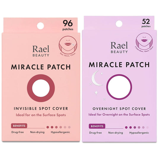 Rael Day & Night Miracle Bundle - Invisible Spot Cover (96 Count), Overnight Spot Cover (52 Count)