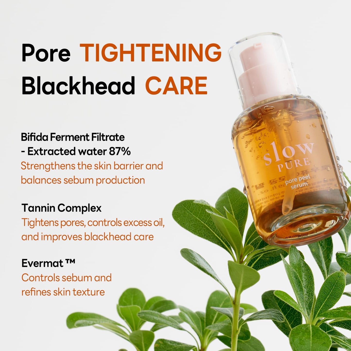 slowPURE Pore Peel Serum - 87% Bifida Ferment, Tannin Complex & Evermat, Centella Asiatica, Slow-aging Korean Skin Care for Pore Minimizing & Sebum Control, Lightweight Gel, 1.69 fl.oz