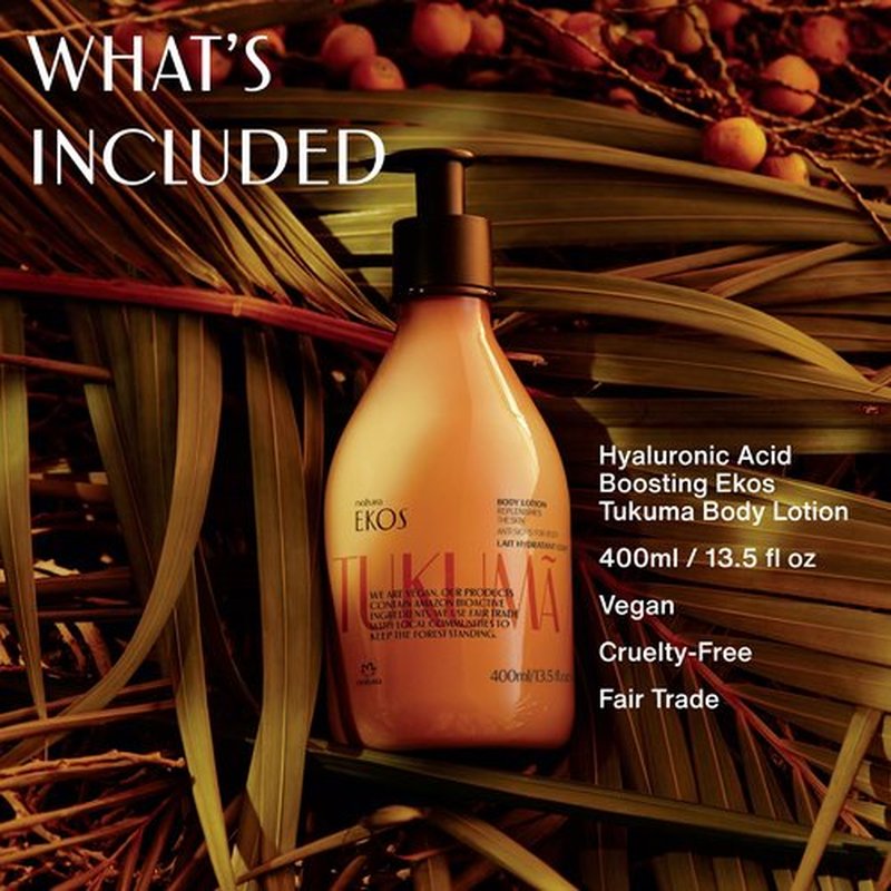 natura - Ekos Tukumã Replenishing Body Lotion - Vegan Skin Care - Moisturize & Improve Skin Texture - Boost Hyaluronic Acid - Brazilian Beauty Secrets - Self Care & Body Care - 13.5 fl oz (400ml)