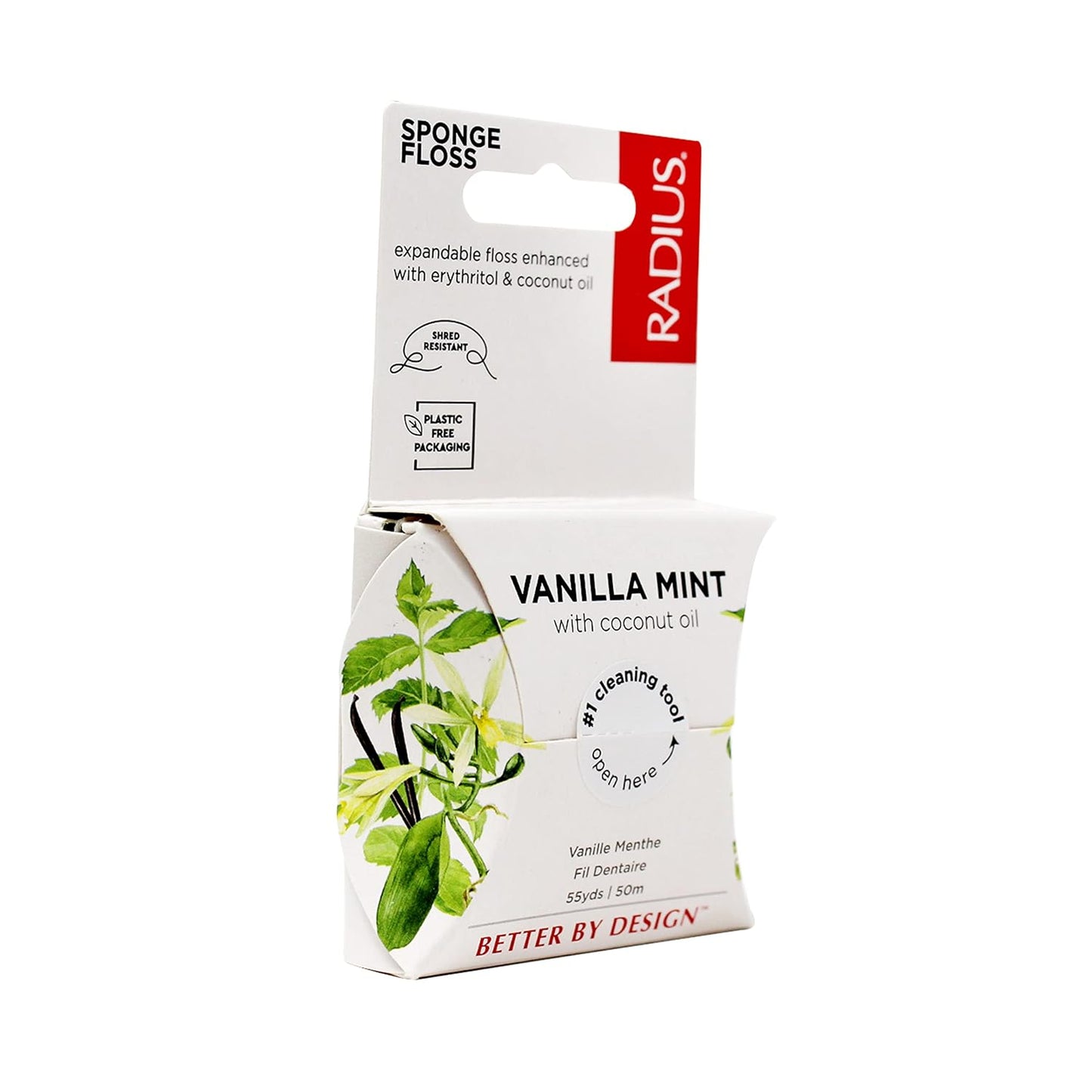 RADIUS Peppermint Dental Floss 55 Yards Vegan and Non-Toxic Oral Care Boost Total Tooth & Gum Protection Clear - Pack of 6