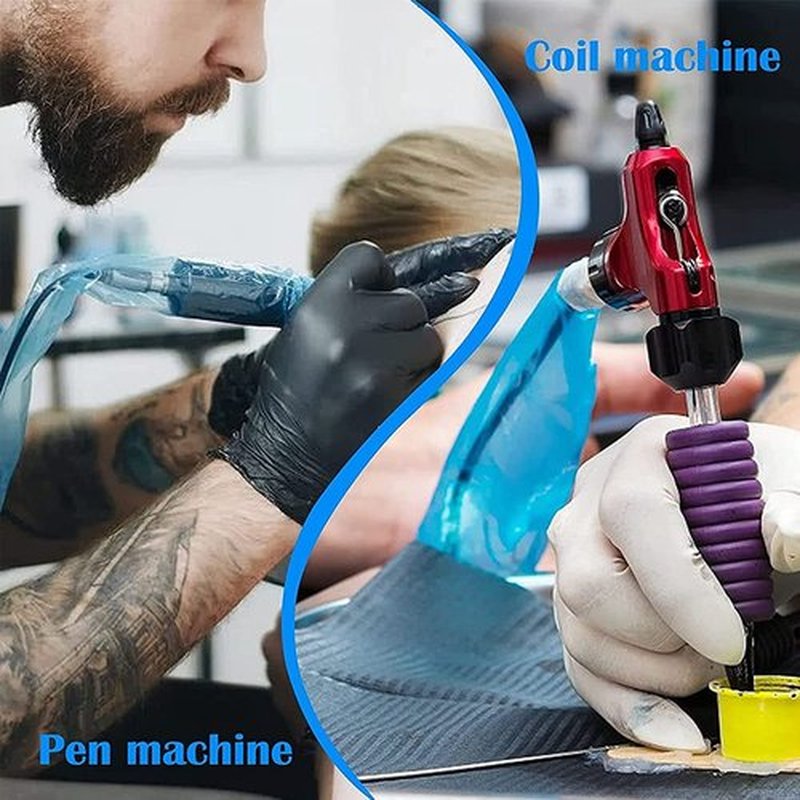SOTICA 125PCS Tattoo Clip Cord Covers with 6PCS Tattoo Grip Tape - Tattoo Clip Cord Bgas Clip Cord Sleeves with Black Tattoo Grip Wrap Grip Cover Adhesive Tape for Tattoo Supplies