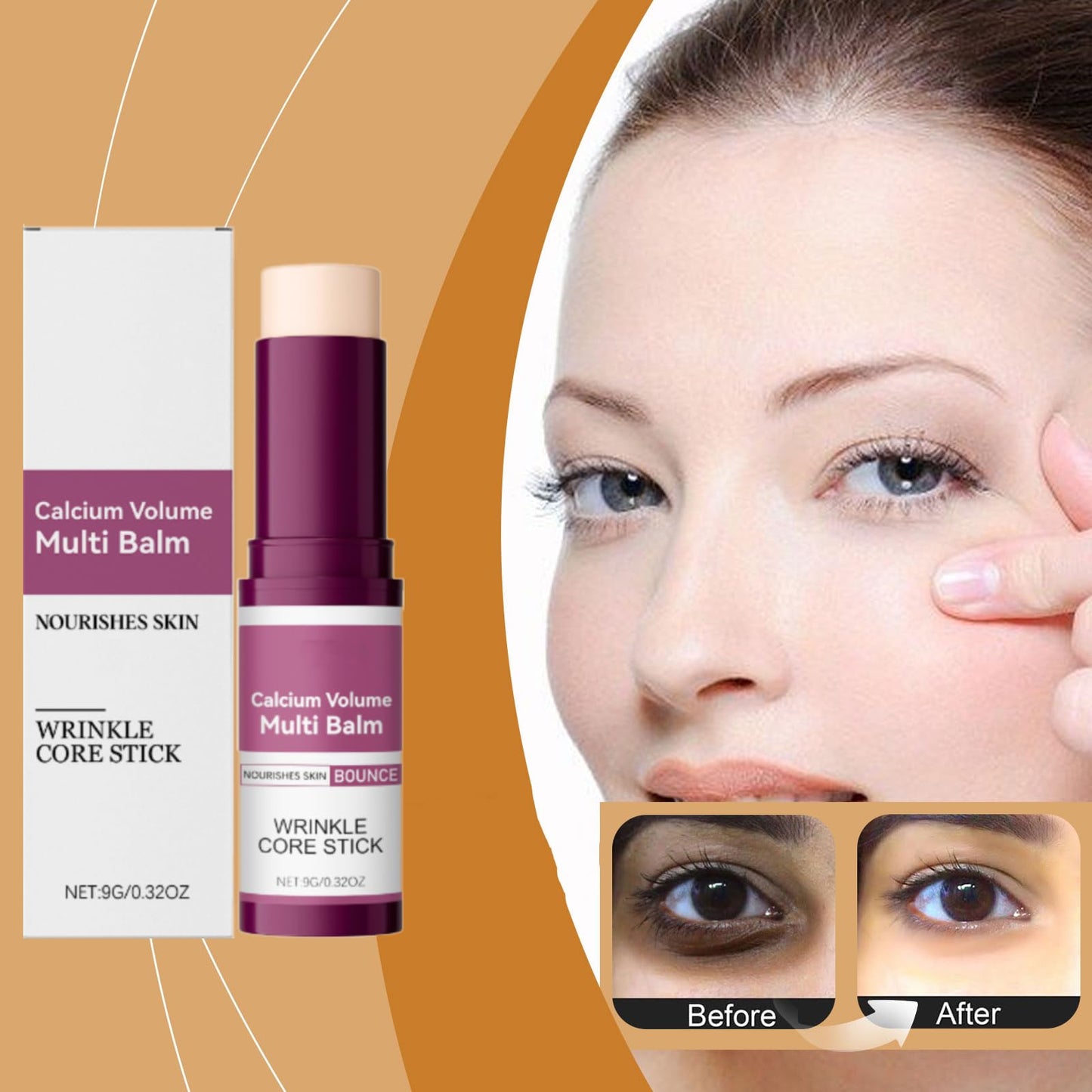 Calcium Multi Balm, Calcium Volume Multi Balm, Wrinkle Core Stick, Korean Collagen Moisturing Stick, Intensive Repair, Keep The Skin Firming Moist and Smooth for Eyes, Neck and Forehead (1)