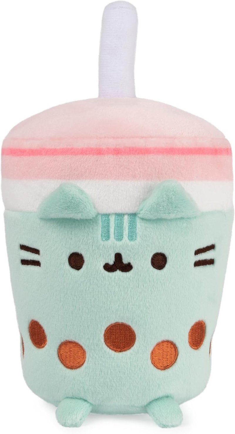Pusheen Boba Tea Cup Plush Cat Stuffed Animal | Soft Green/Pink Toy for Ages 8+ - 6”