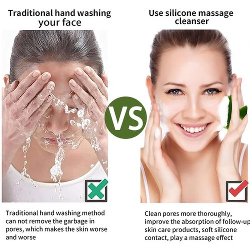 VWMYQ Silicone Face Scrubber for Men Facial Cleansing Brush Silicone Face Wash Brush Manual Waterproof Cleansing Skin Care Face Brushes for Cleansing and Exfoliating (Green)