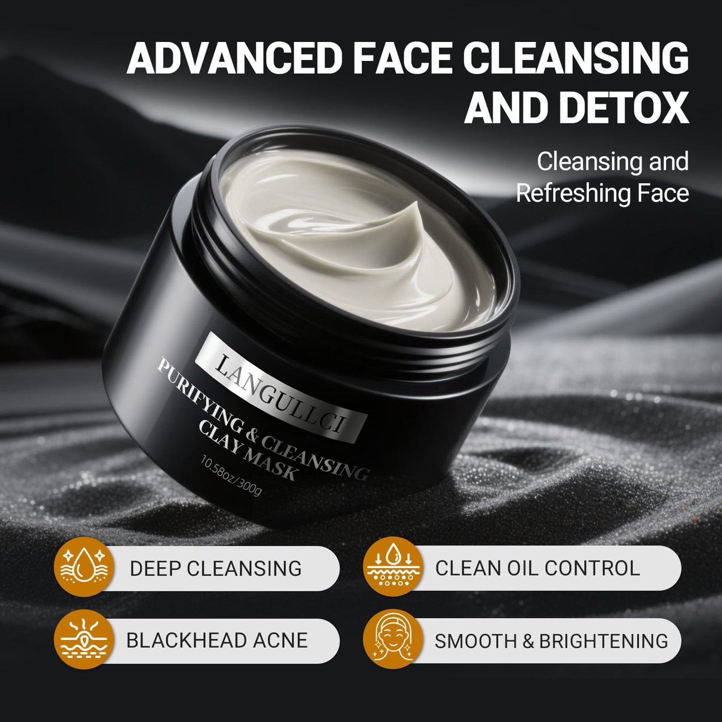 Kaolin Clay Mask for Face, Blackhead Remover & Oil Control, 10.5 oz