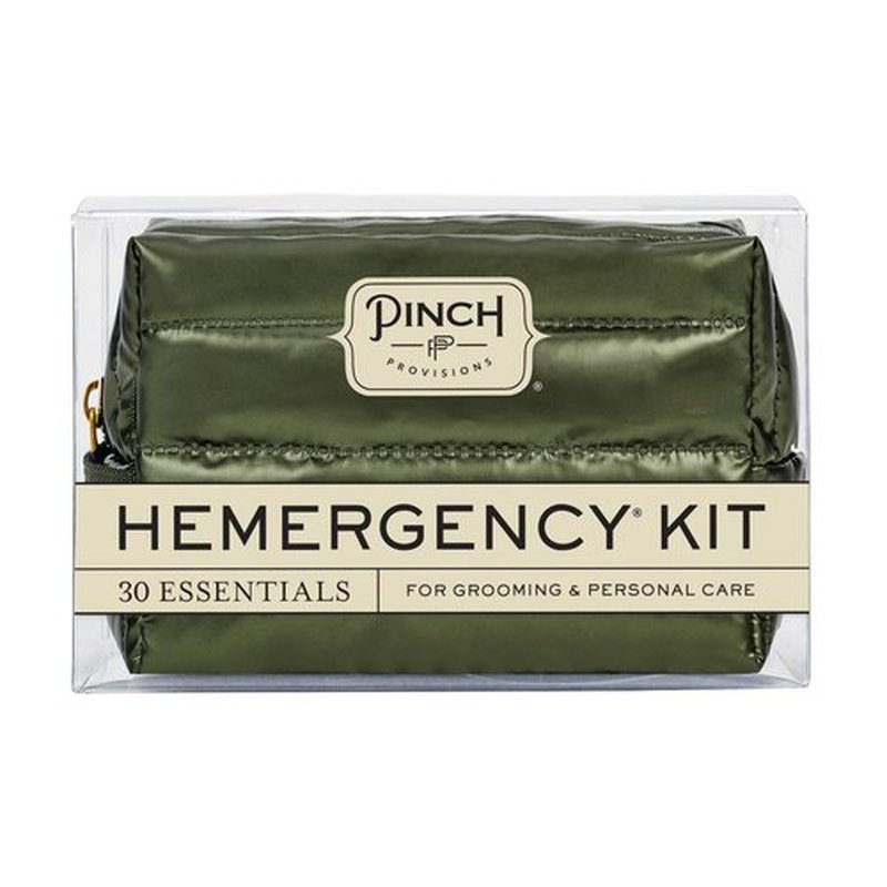 Pinch Provisions Hemergency Kit for Men, Includes 30 Style & Grooming Essentials, Gift & Accessory for Grooms, Best Man, Personal Care, Travel or Cars (Puffer Green)