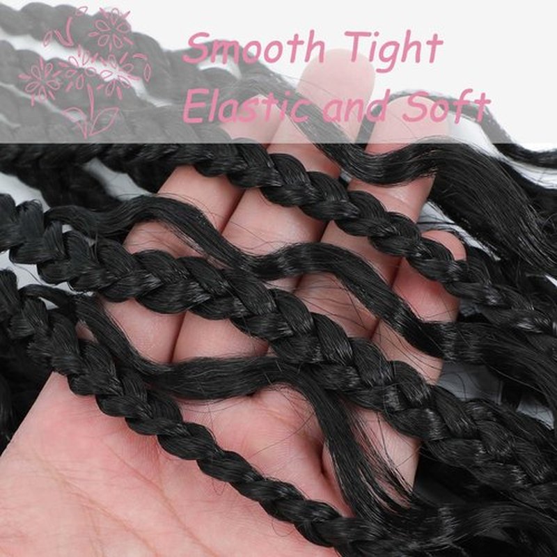 Goddess Box Braids Crochet Hair 14 inch 8Packs Pre Looped Boho Box Braids Braiding Hair Curly Ends Bohomian Crochet Box Braids (1B#, 14 inch)