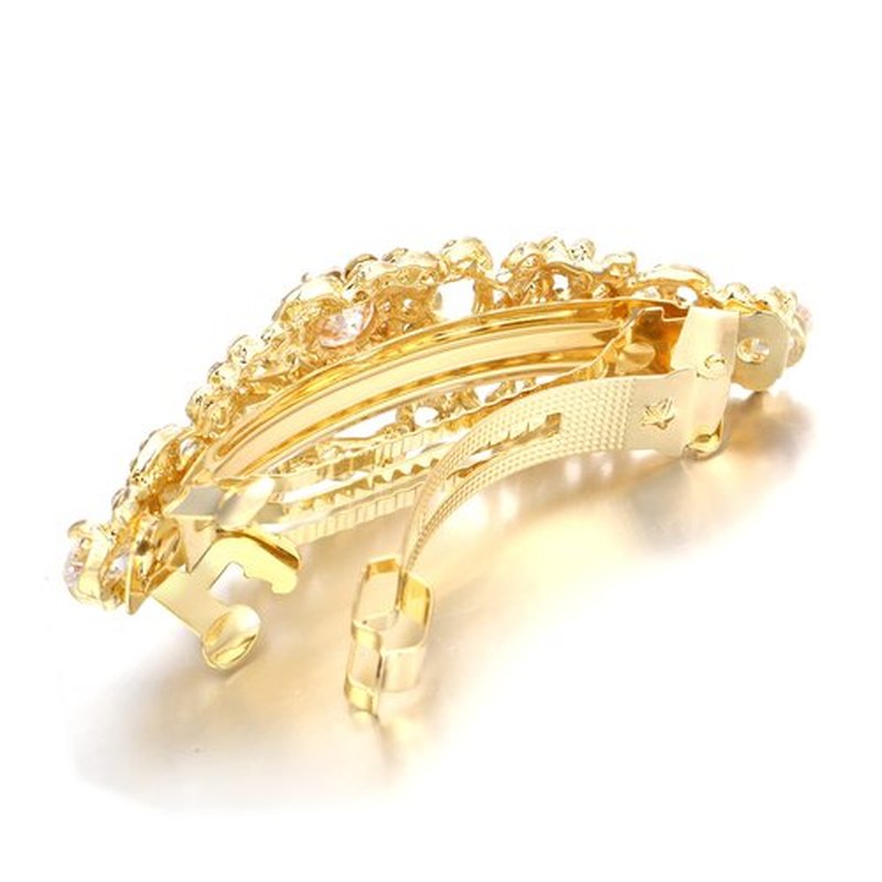 EVER FAITH Bridal Hair Accessory for Bride Austrian Crystal CZ Bridal Art Deco Flower Vine Hair Barrette Clip for Women Clear Gold-Tone