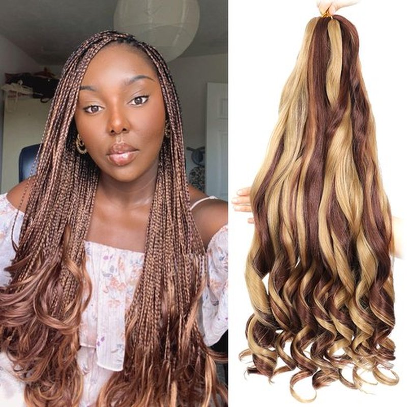 French Curly Braiding Hair 24 Inch 8 Packs - Pre Stretched Bouncy Braiding Hair- Loose Wavy Braiding Hair Synthetic Hair Extensions for Black Women (24 inch 8 packs 27/33)