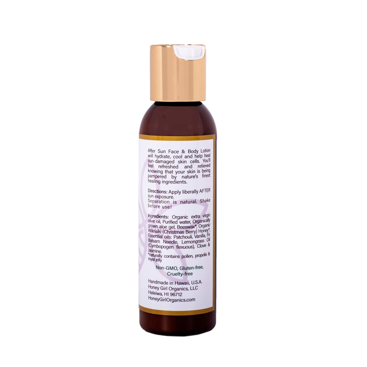 Honey Girl Organics After Sun Rejuvenating Face and Body Lotion, 4.0 Fluid Ounce