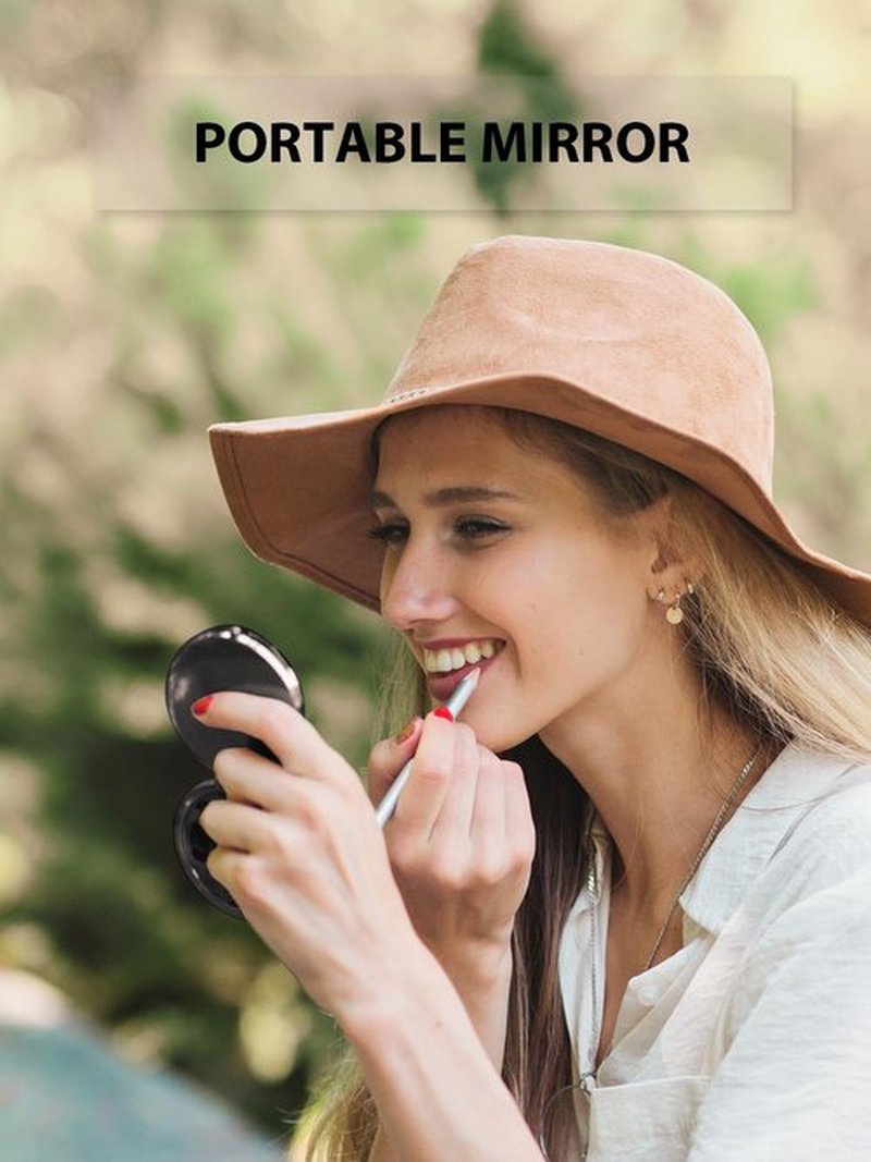 Getinbulk Compact Mirror Bulk, Set of 2 Double-Sided 1X/2X Magnifying Purse Pocket Makeup Mirrors(Round, Rose Gold and Black)
