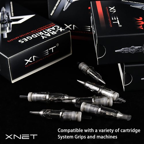 Xnet X-RAY #12 Standard 25RM Tattoo Cartridges 20pcs Disposable 0.35mm 25 Curved Magnum Needles for Professional Tattoo Artists Permanent Makeup Tattoo Supplies