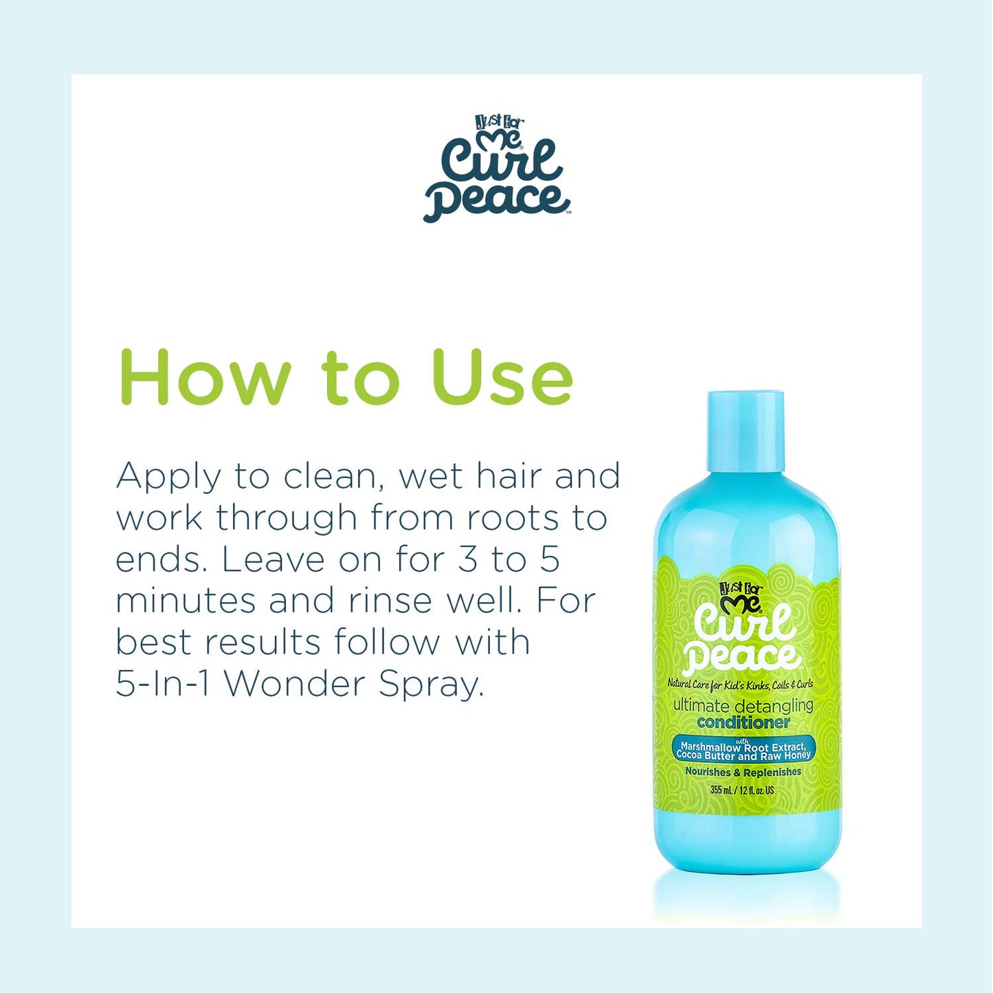 Just For Me Curl Peace Ultimate Detangling Conditioner 3-Pack - Nourishing Formula with Marshmallow Root, Cocoa Butter & Honey, Sulfate-Free, 12 oz