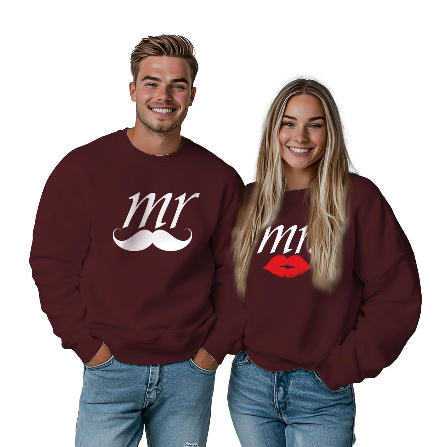 domirica Burgundy Gifts For Girlfriend Unisex Custom Engagement Long Sleeve Pullover Crewneck Oversized Custom Sweatshirt 2025 Valentines Day For Couple Fashion Funny Matching Gifts,5XL