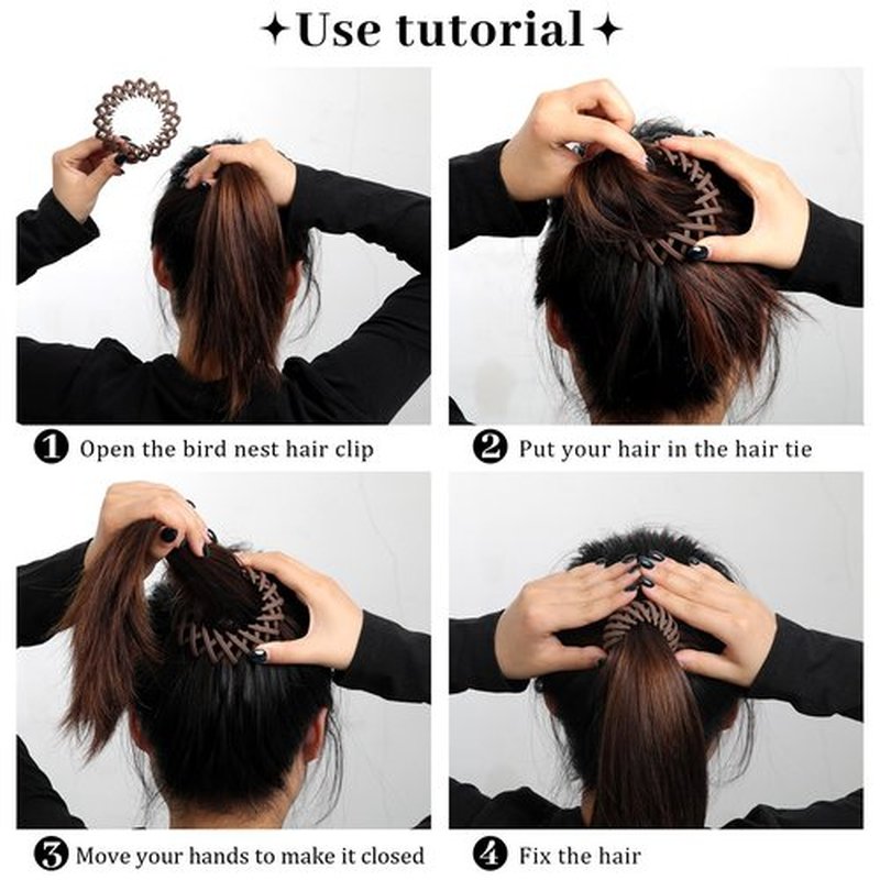 6Pcs Bird Nest Magic Hair Clips Hair Nest for Bun Strong Ponytail Holders for Women Girls (Neutral, Small)