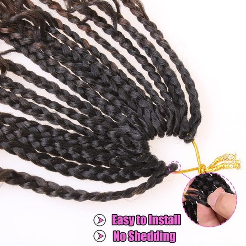 COOKOO 10 Inch Goddess Box Braids Crochet Hair With Curly Ends 8 Packs Bohemian Hippie Box Braids Pre-looped Crochet Hair Synthetic Crochet Braiding Hair for Black Women 1B#