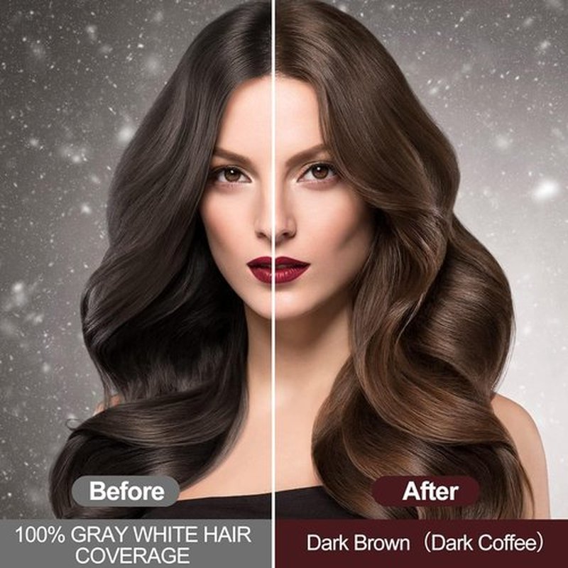 RILSIC Instant Dark Brown Hair Dye Shampoo 3 IN 1,Unisex, Natural Coloring for Grey Hair in Minutes(500ML)
