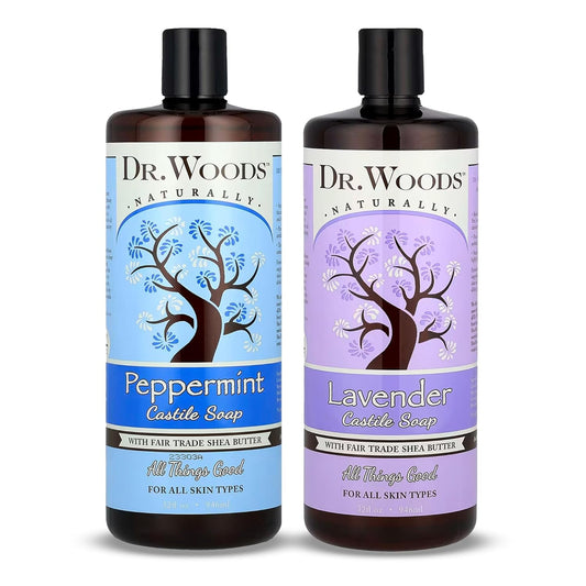 Dr. Woods Organic Shea Butter Liquid Castile Soap - Refreshing & Relaxing Combo (2 x 32 oz)