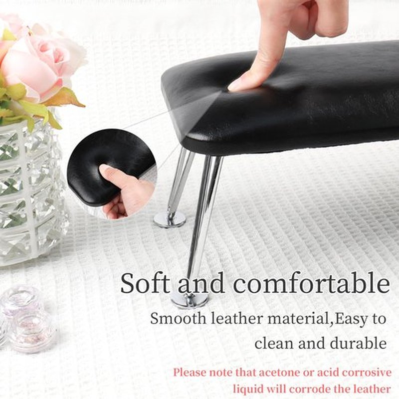 BOMOQING Arm Rest for Nails, Microfiber Leather Nail Arm Rest for Acrylic Nails, Nails Arm Rest Table with Pillow Cushion Hand Holder for Manicure, Hand Rest for Nails Tech, Home Use or Salon(black)