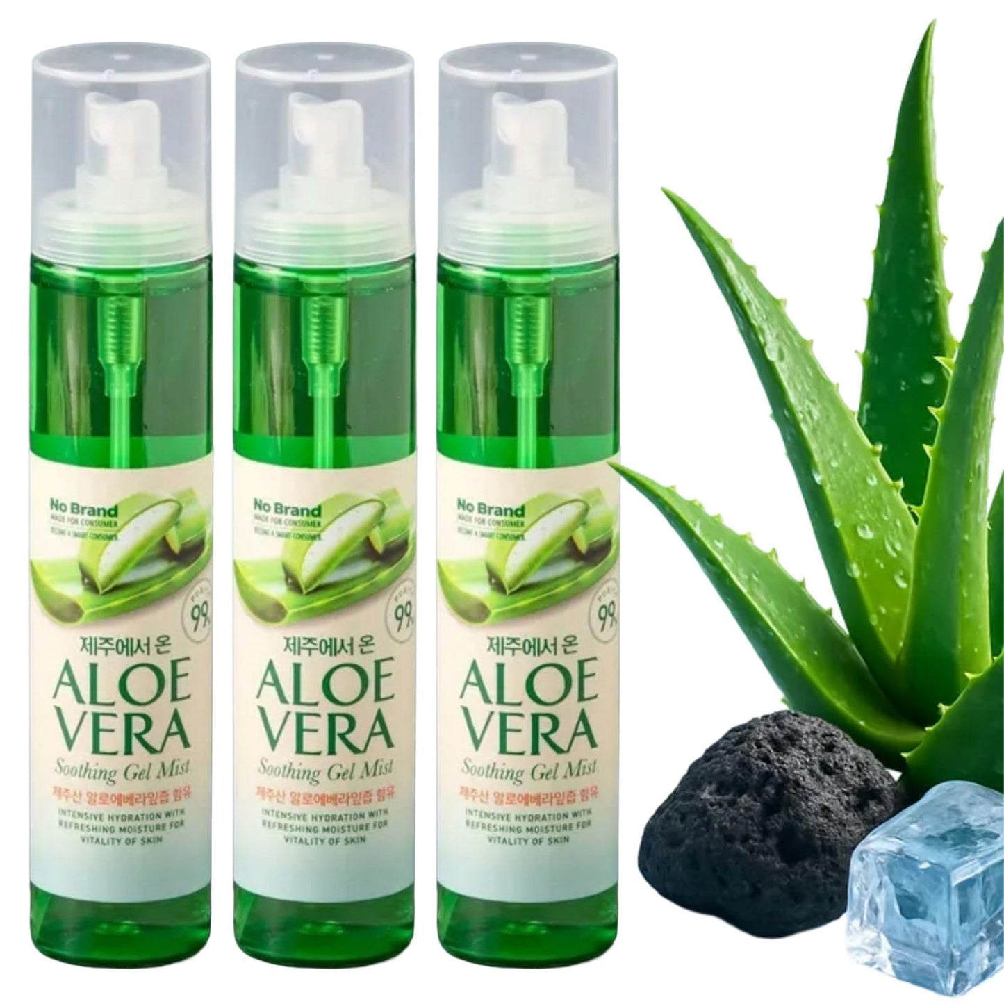 MENBLY Jeju Island Aloe Vera Gel Mist 120ml x 3 Pack - Aloe Vera Spray for Face & Body - Moisturizing and Hydrating from Jeju, Korea - Enriched with Herbal & Flower Extracts - Non- Sticky
