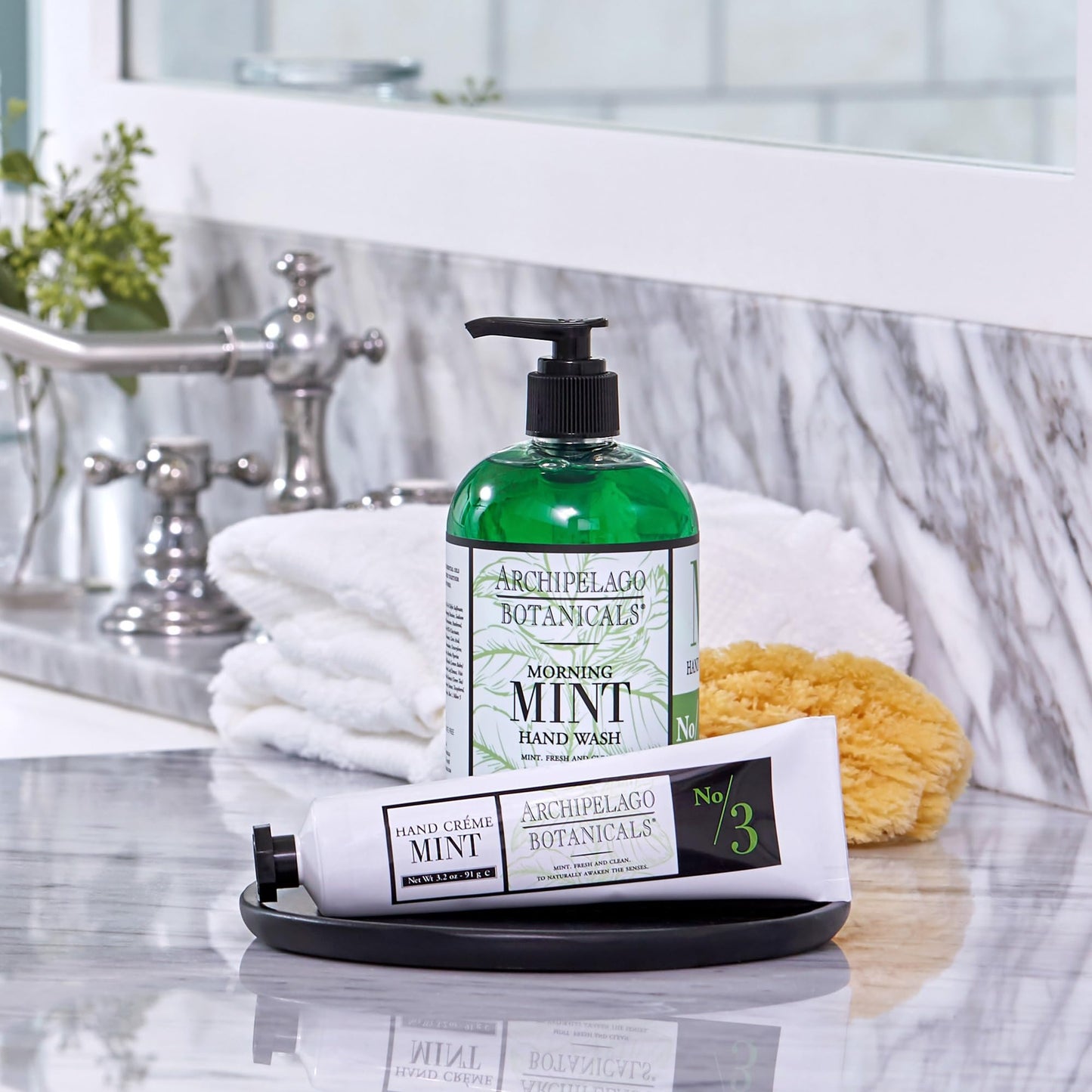 Archipelago Botanicals Morning Mint Liquid Hand Soap, Moisturizing Daily Hand Wash with Soap Pump, Kitchen or Bathroom Hand Soap, 17.0 Fl. Oz.