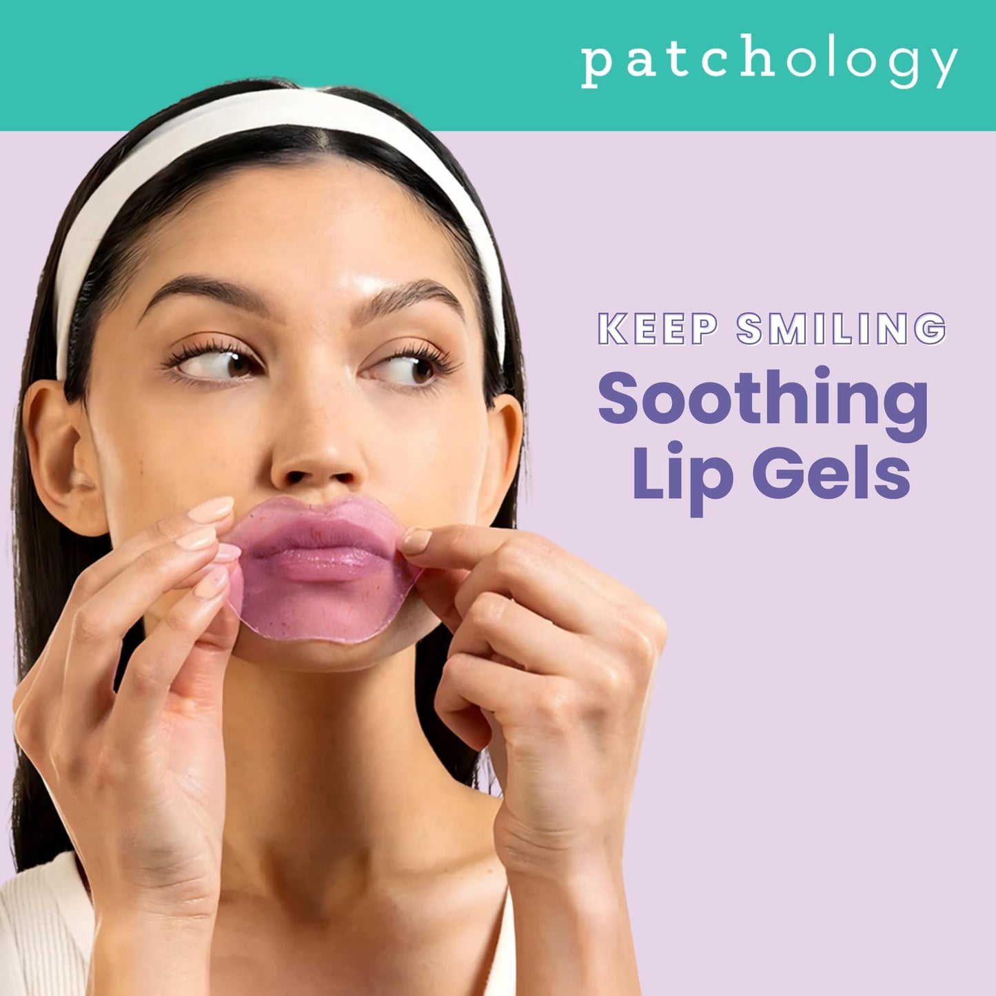 Patchology Moodpatch Keep Smiling Lip Mask - Hydrating gels with Sweet Violet, Lavender Petal & Coconut Extract for Soothing Aromatherapy - Moisturizing, Lip Primer - Ideal Bridesmaid Gifts - 5 Count
