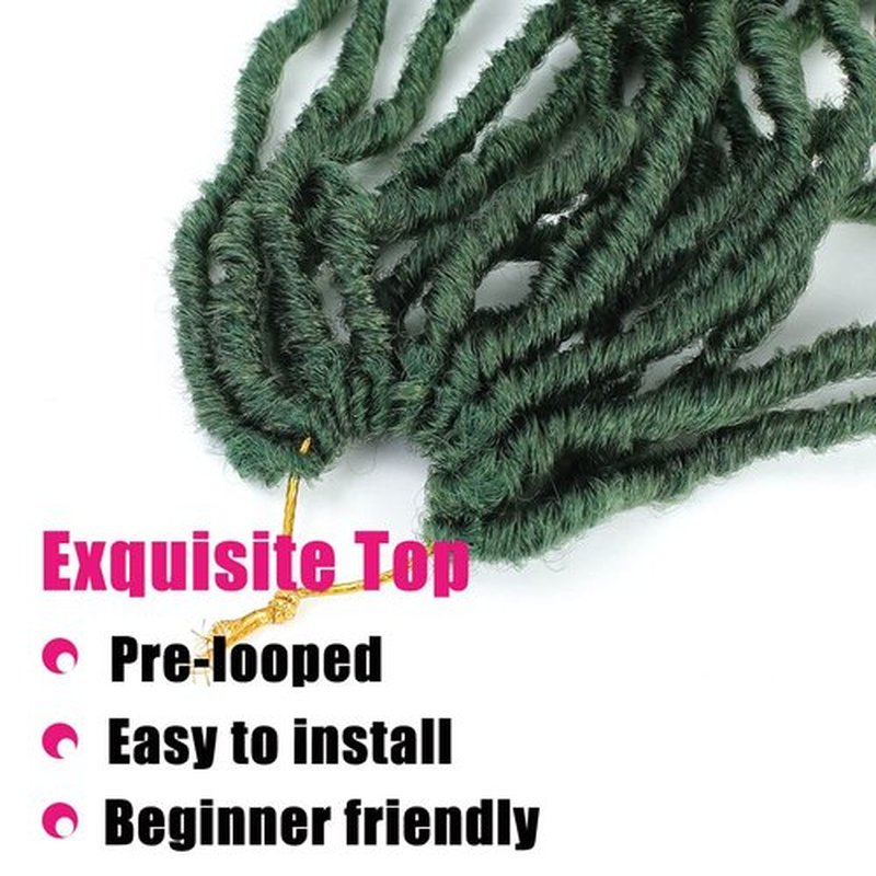 Soft Locs Crochet Hair 24Inch 2 Packs Faux Locs Crochet Hair Pre Looped Green Color Synthetic Hair Extension for Women (24Inch, 2Packs Green) …