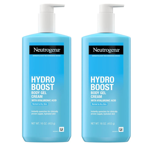 Neutrogena Hydro Boost Fragrance-Free Body Gel Cream with Hyaluronic Acid, Non-Greasy, Fast Absorbing Moisturizer & Hydrating Full Body Cream for Sensitive Skin, Paraben-Free, 16 oz (Pack of 3)