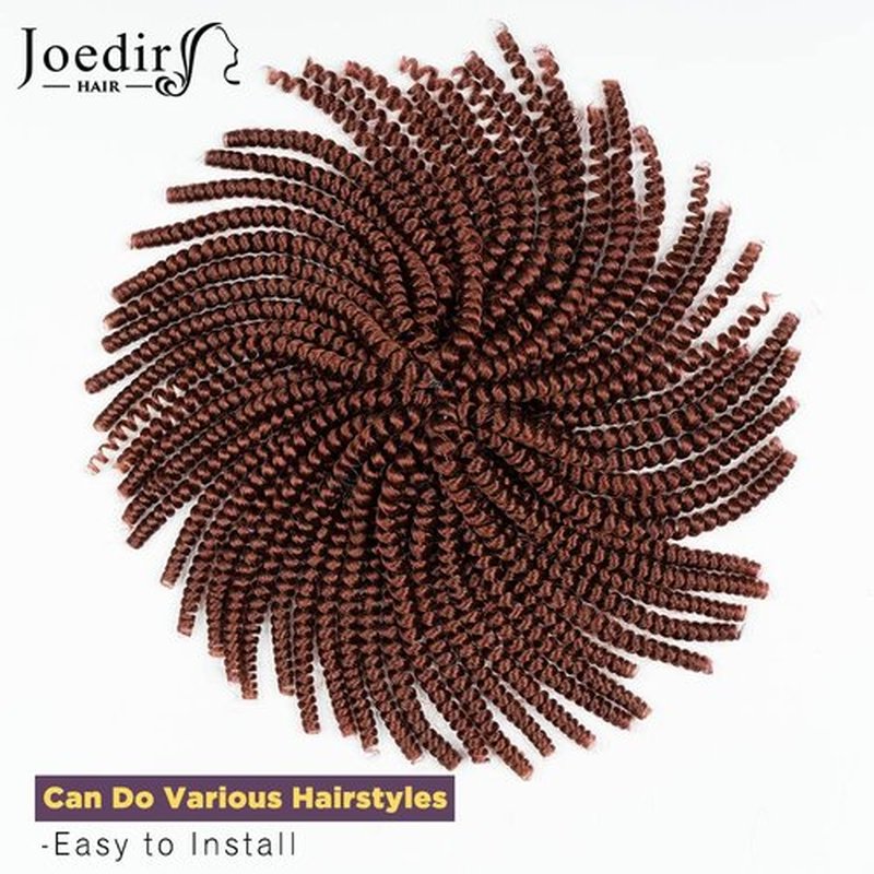 JOEDIR HAIR Spring Twist Crochet Hair 8 Inches 8 Pieces/Pack 350# Copper Red Synthetic Spring Curl for Black Women Brading Hair Extension (Color:CHESTNUT12)