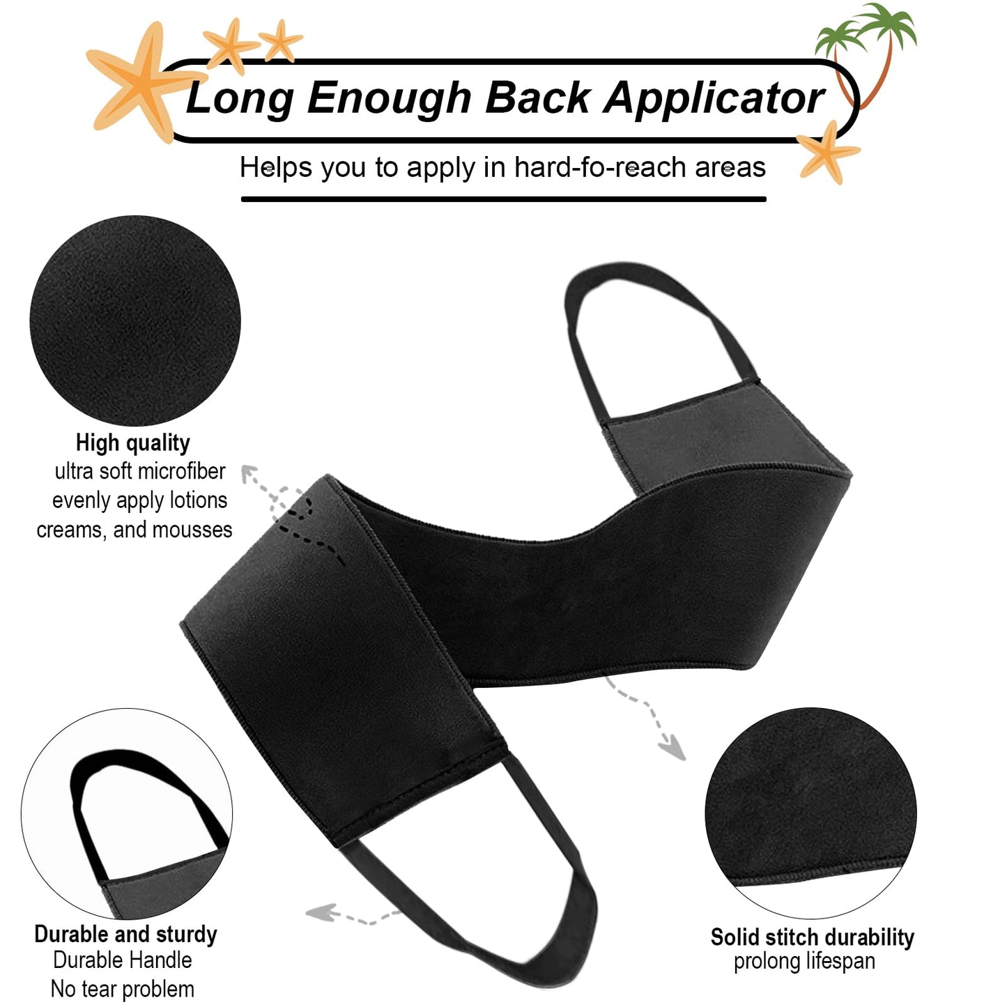 4 Pcs Self Tanner Mitt Applicator Kit - Self Tanning Mitt Glove,Self Tanner Back Applicator,Mini Face Tanner Mitt,Face Tanner Brush Soft Streak-Free Reusable & Washable for Women Girl Men (Black)