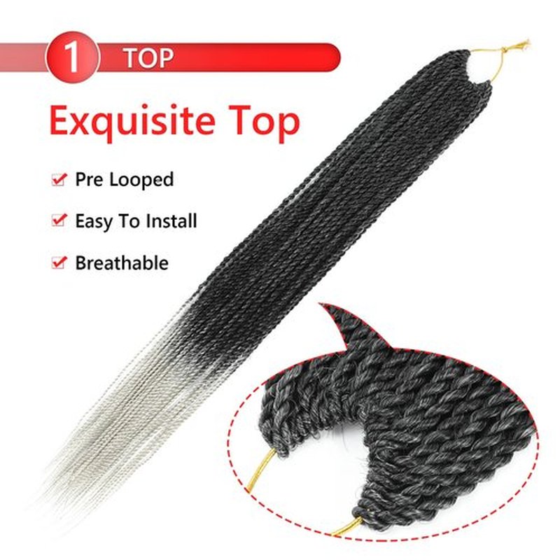 Senegalese Twist Crochet Hair for Black Women 14 Inch Pretwisted Crochet Hair 7 Packs Boho Goddess Twist Crochet Hair Pre Looped Hot Water Setting Crochet Twists with Natural Straight Ends