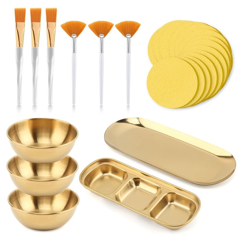 Esthetician Supplies Set - 23 Pcs Rose Gold Facial Tool Kit | Mixing Bowls, Applicator Brushes & Sponges
