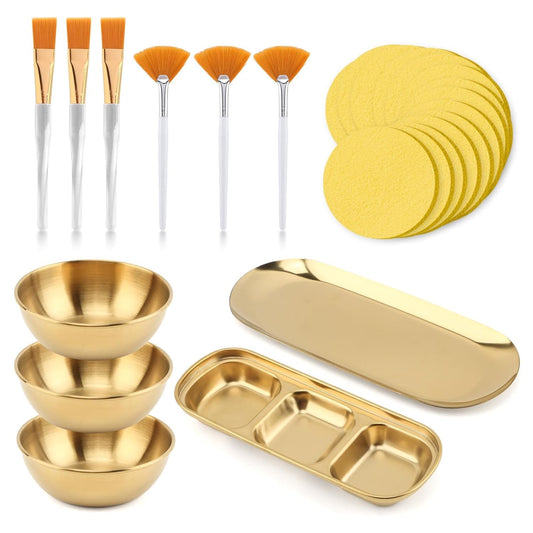 Esthetician Supplies Set - 23 Pcs Rose Gold Facial Tool Kit | Mixing Bowls, Applicator Brushes & Sponges