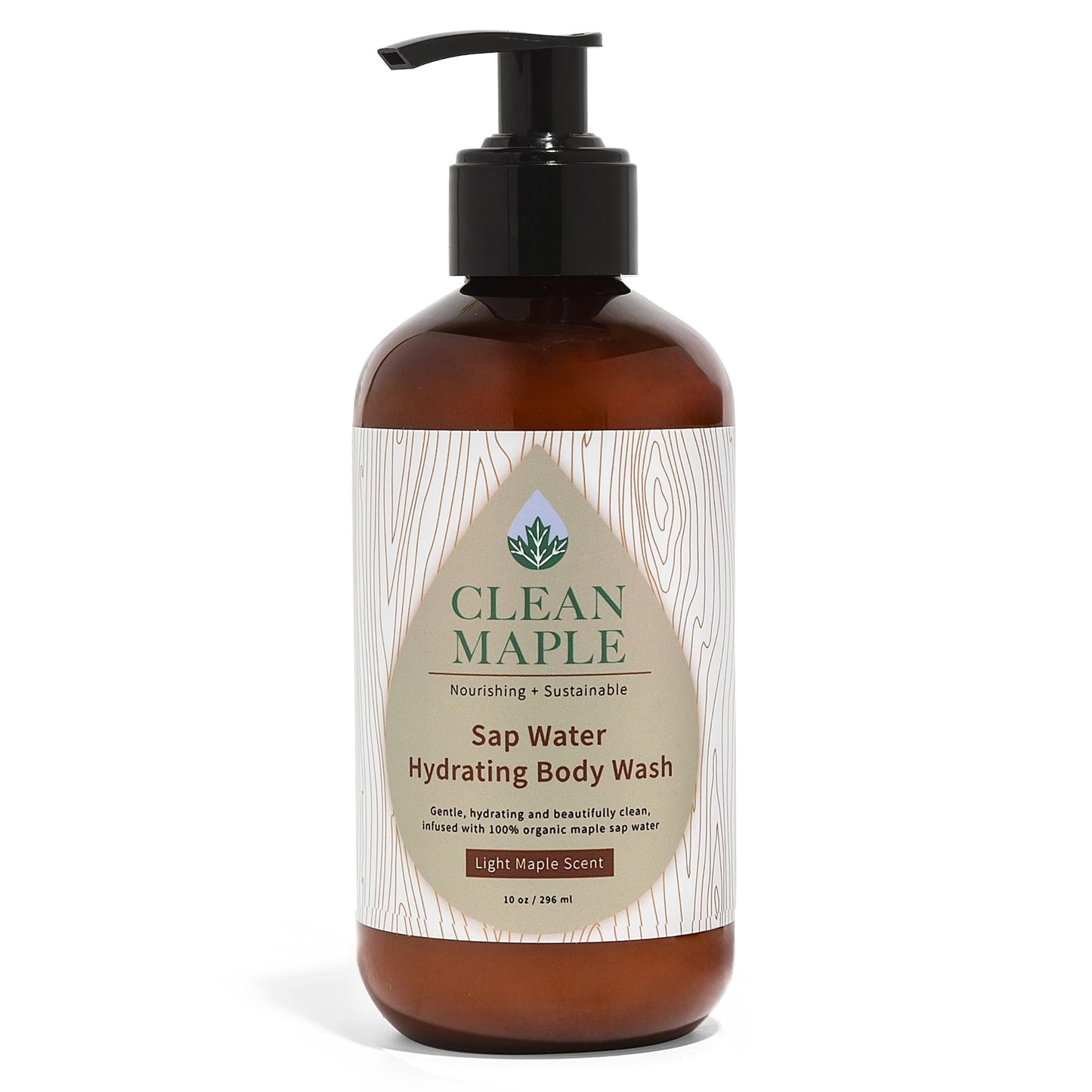 Clean Maple Sap Water Hydrating Body Wash, Light Maple Scent, Nourishing and Sustainable, 10 oz