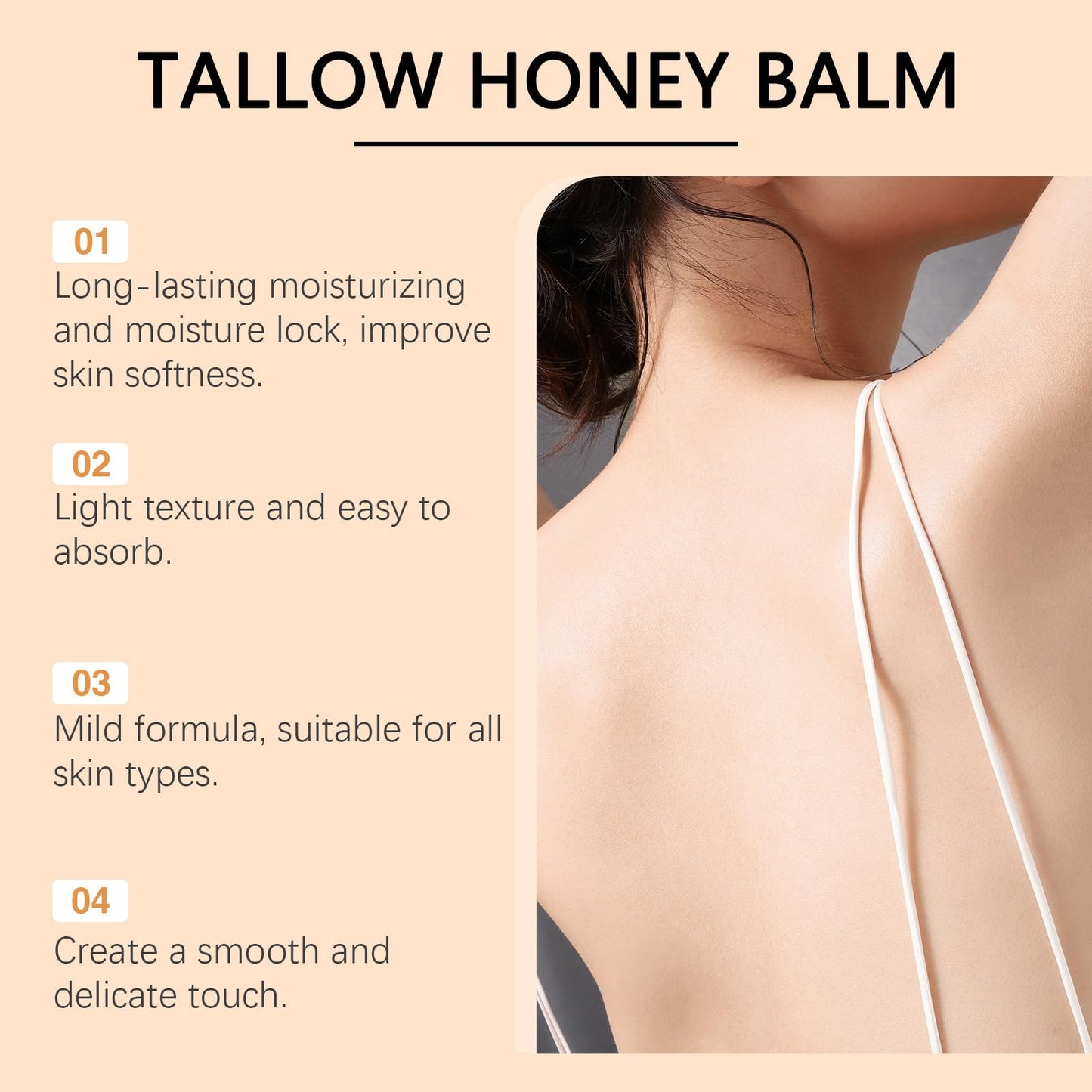 CHHQLZS Tallow Honey Balm for Skin, Natural Handmade Citrus Moisturizer for Soft Smooth Face Hands & Body, 2 Oz