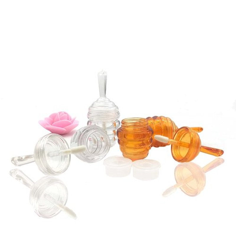 25 Pieces Honey comb Shaped 6ml Lip Gloss Tube Empty Plastic Lip Gloss Container Mini Clear Refillable Lip Balm Bottle Container with 2 Pieces Plastic Funnels for Women Girls DIY Cosmetics (Clear)