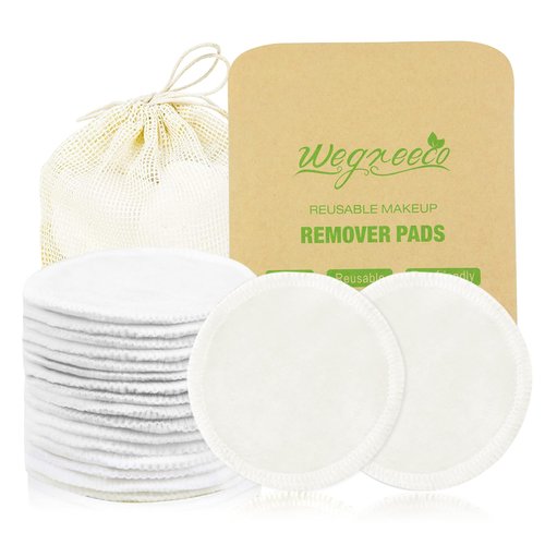 wegreeco Cotton Rounds Reusable - Reusable Makeup Remover Pads - Cotton Cloth for Removing Makeup - Reusable Facial Pads Cotton Rounds (Cotton Velour, White)
