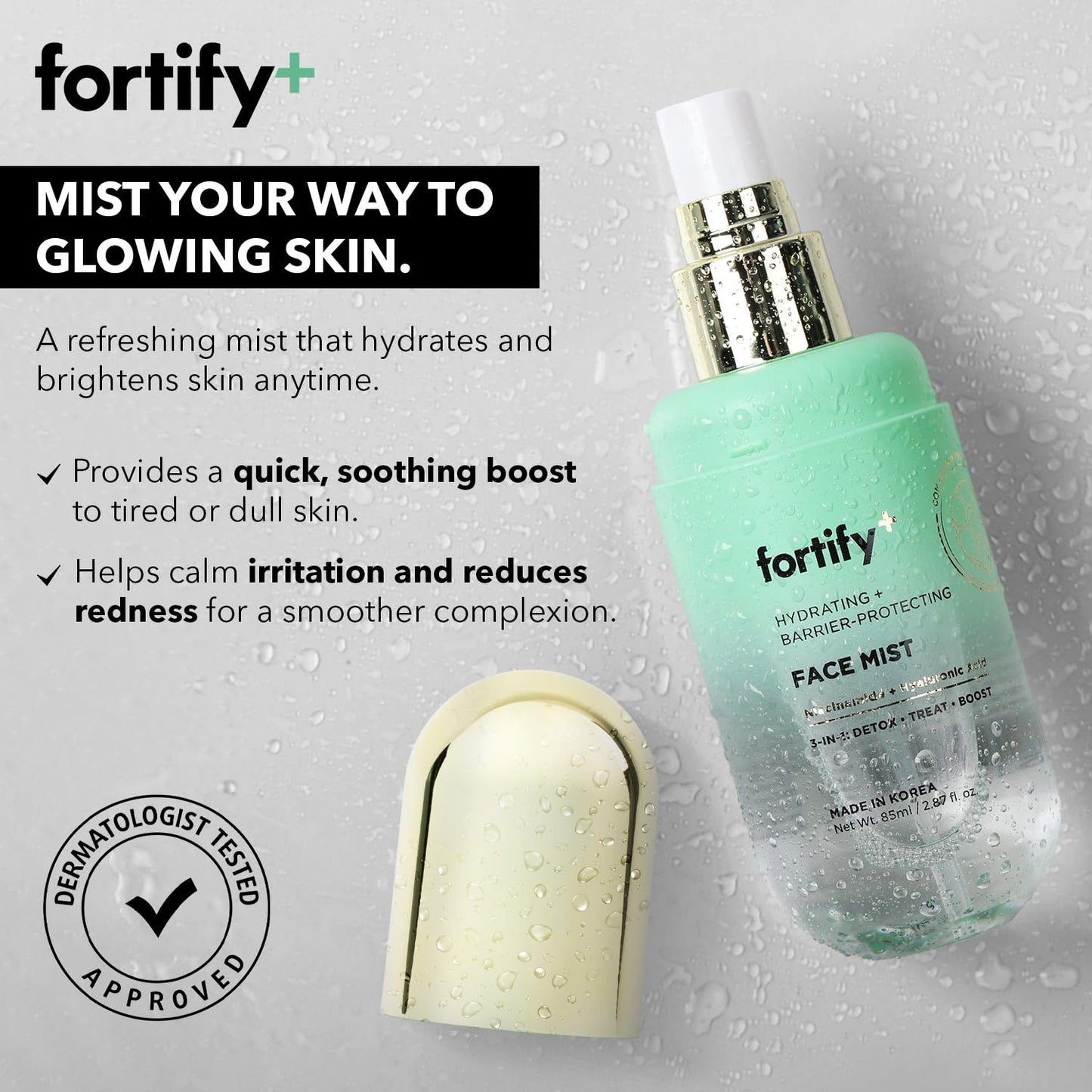 Fortify Skincare Total Rejuvenation Set - Multi Purpose 3-In-1: Detox, Treat, Boost with Cica & Zeolite for Firming, Barrier Care & Hydration - Dermatologist Tested, Korean Skin Care, Vegan - 8 Pack