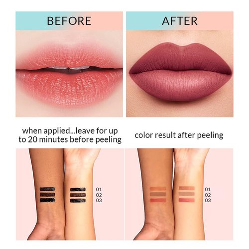 Rhycoma Veldoro Peelix Peel off Lip Liner, Veldoro Lip Liner Stain Peel off, Qorva Peel off Lip Liner Stain, Veldoro Lip Stain for Women, Matte Surface Waterproof (Style B, One Size)