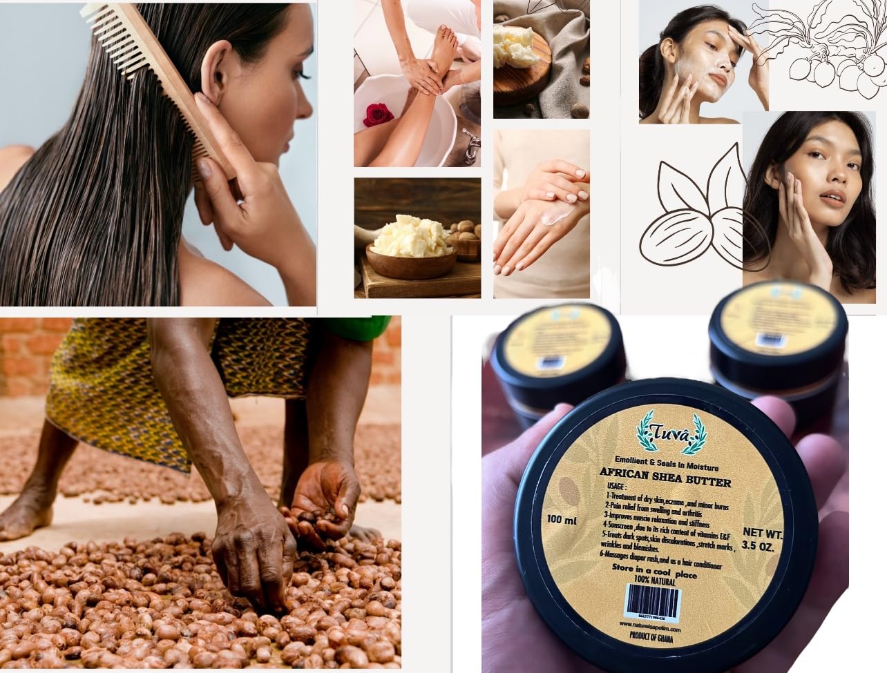 Raw African Shea Butter 100% Natural, Strawberry Scented, Unrefined & Fresh Moisturizer, Ideal for Dry Skin, Soothing & Restorative for Body & Face, Helps with Eczema, 35 oz