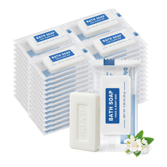 HAIFOTRVA 50 Pack Mini Travel Size Bar Soap Bulk,0.88 oz/25 grams Individually Wrapped Small Hotel Soap Bars Toiletries Amenities for Guest,Church,Homeless Gifts,Bathroom