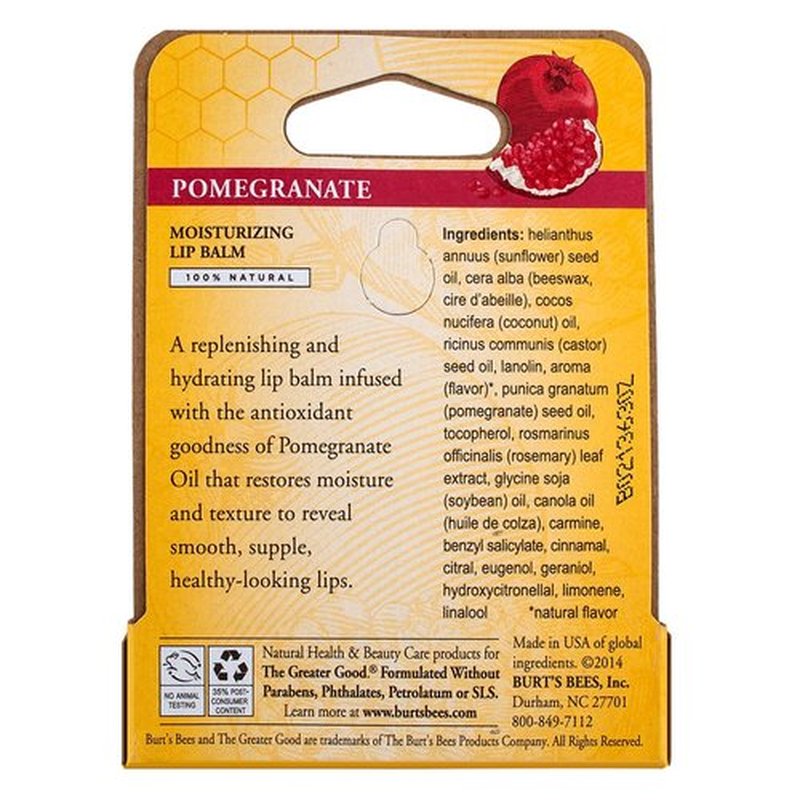 Burt's Bees Lip Balm, Pomegranate Oil, 0.15 Ounce (Pack of 5)