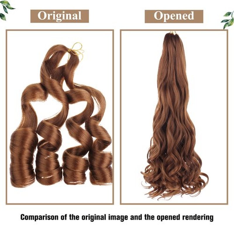 COOKOO 9 Pcs 22 Inch Pre Stretched Bouncy Braiding Hair Red Brown French Curls Braid Hair 75g/Pack Pre Curled Loose Wavy Crochet Braids Hair Extensions for Goddess Box Braids 30#