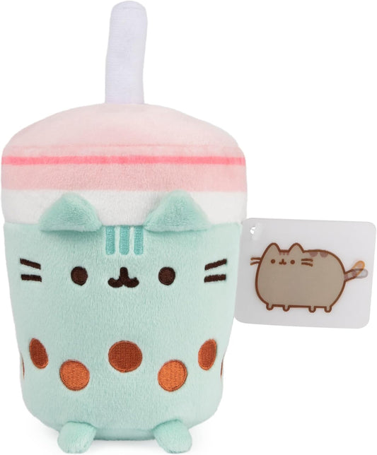 Pusheen Boba Tea Cup Plush Cat Stuffed Animal | Soft Green/Pink Toy for Ages 8+ - 6”