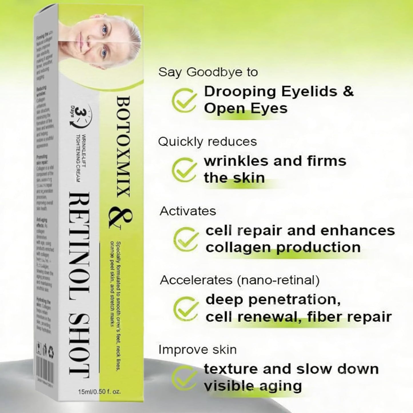 2Pcs Botoxmix & Vita-A Retinol Shot Wrinkle-Lift Tightening Cream, Vita-A Retinal Shot Tightening Booster for Wrinkles and Fine Lines, Retinol Shot for All Skin Types