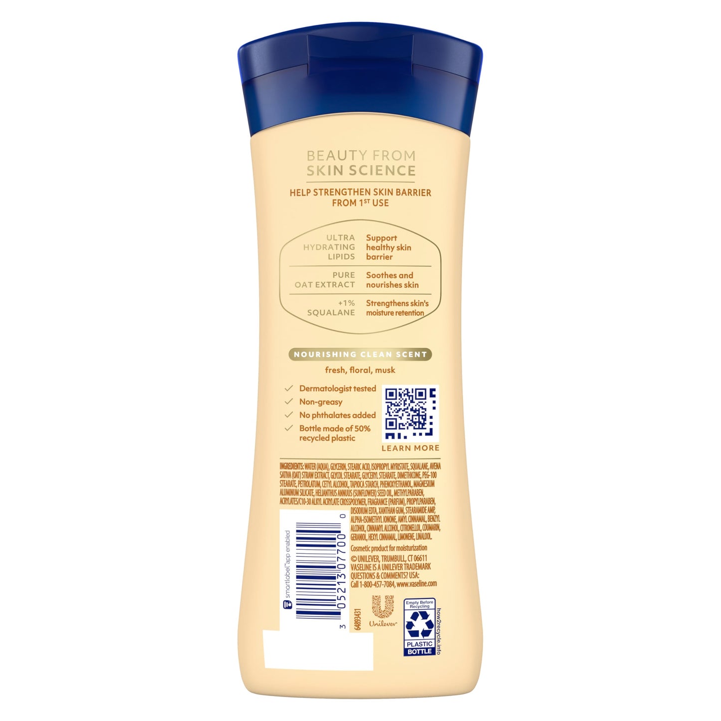 Vaseline Intensive Care Nourishing Moisture Body Lotion for Dry Skin, Lotion Made with Ultra-Hydrating Lipids + Pure Oat Extract for Nourished, Healthy-Looking Skin 10 oz