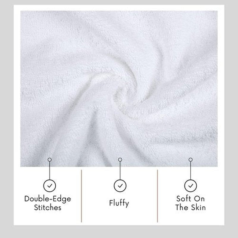 TEXTILOM 6 Pcs Bath Towel Set – Hotel and Spa Quality & Soft & Absorbent & Quick Dry Bath Towels for Bathroom –100% Turkish Cotton Bathroom Towels Set (2 Bath Towels,2 Hand Towels,2 Washcloths)-White